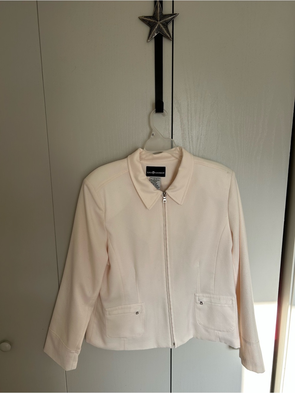 Sag Harbor Cream Zip-Front Women's Blazer